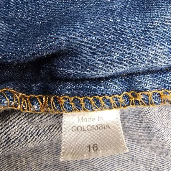 ⭐️Garnet Hill 16 Denim Skirt Knee Length Front Slit Patch Pocket Medium Wash - Picture 5 of 6